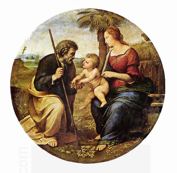 RAFFAELLO Sanzio Hl. Familie unter einer Palme, Tondo oil painting picture